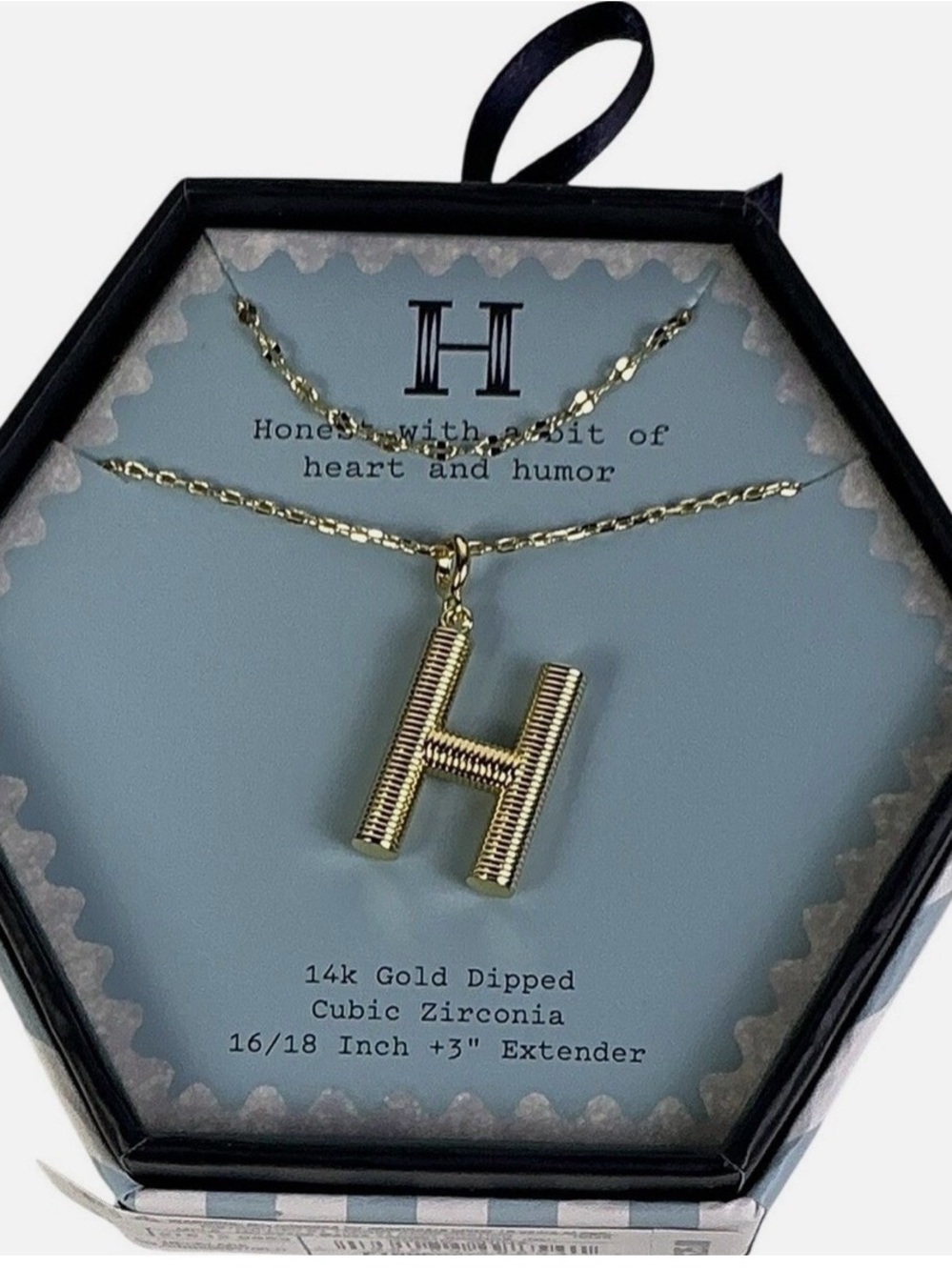 Gold 'H' Initial Pendant Necklace - 14k Gold Dipped